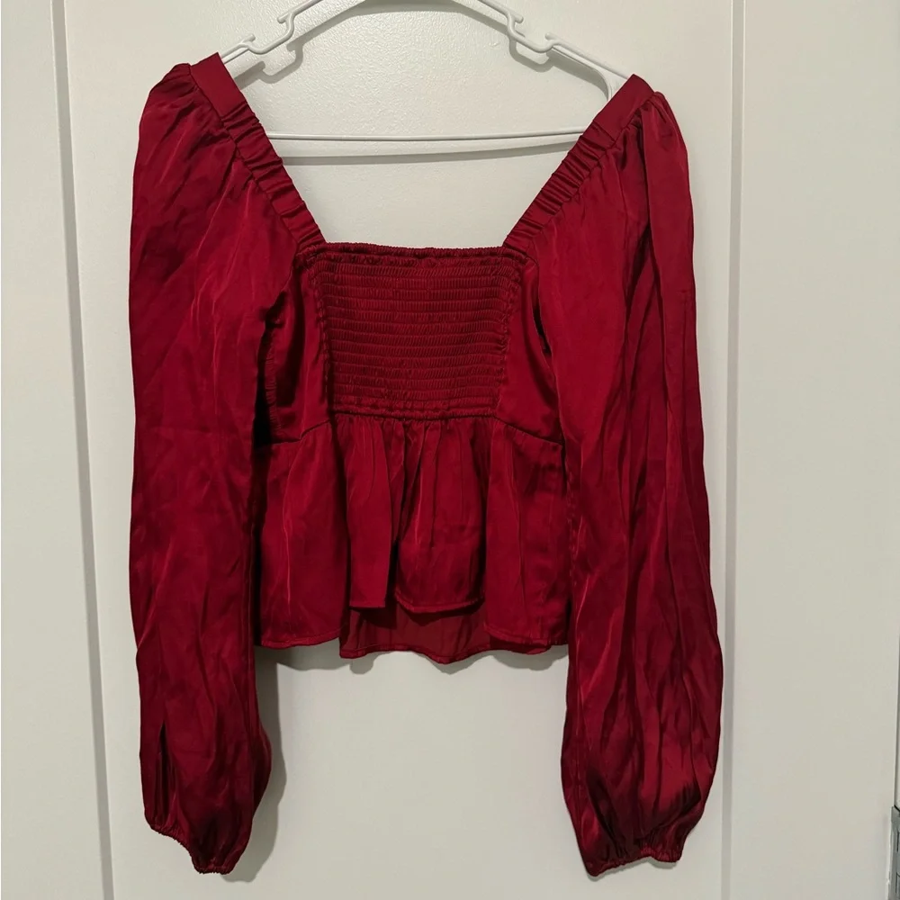 Abercrombie and Fitch Emerson Satin Long-Sleeve Top - Picture 4 of 5